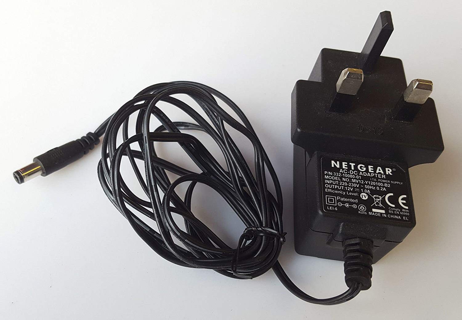 NEW Netgear 12W 12V 1A 332-10080-01 MV12-Y120100-B12 3 Pin UK Plug AC Power Adapter
